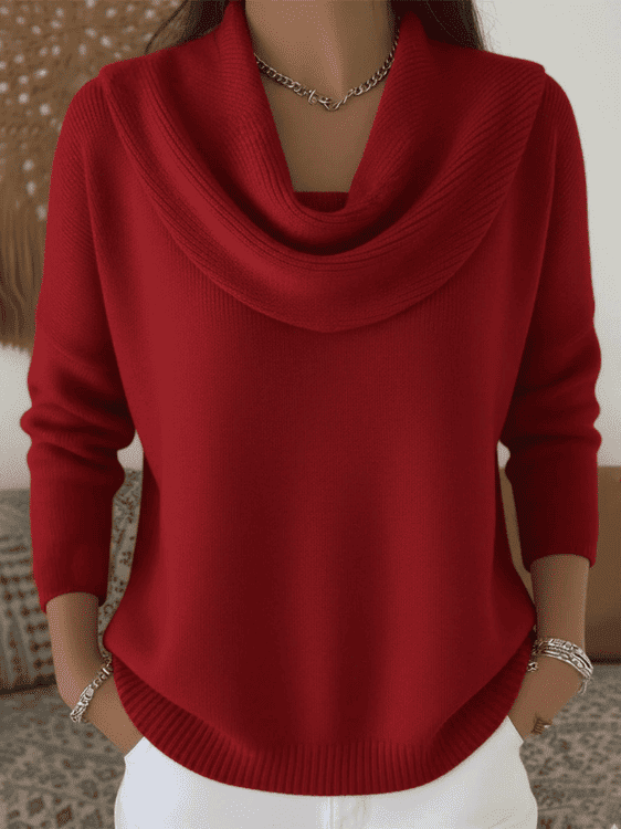 Jersey de Mujer - Cuello Drapeado y Corte Relajado