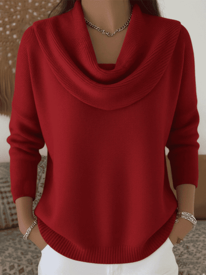 Jersey de Mujer - Cuello Drapeado y Corte Relajado