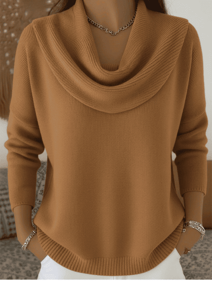Jersey de Mujer - Cuello Drapeado y Corte Relajado
