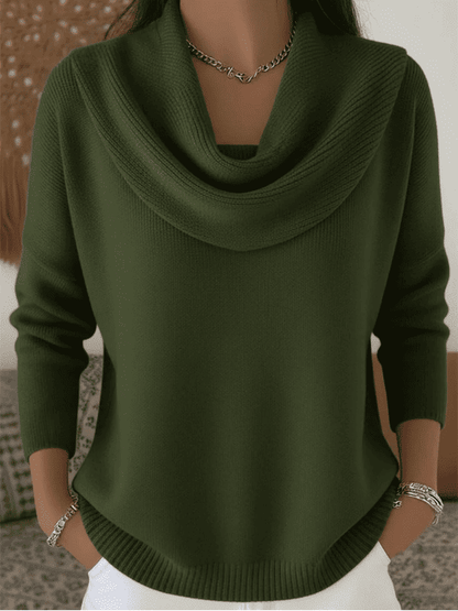 Jersey de Mujer - Cuello Drapeado y Corte Relajado