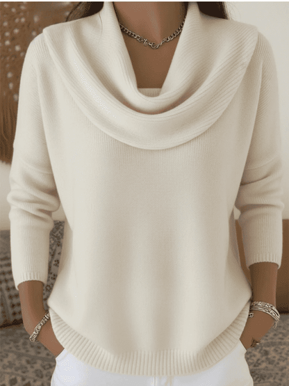 Jersey de Mujer - Cuello Drapeado y Corte Relajado