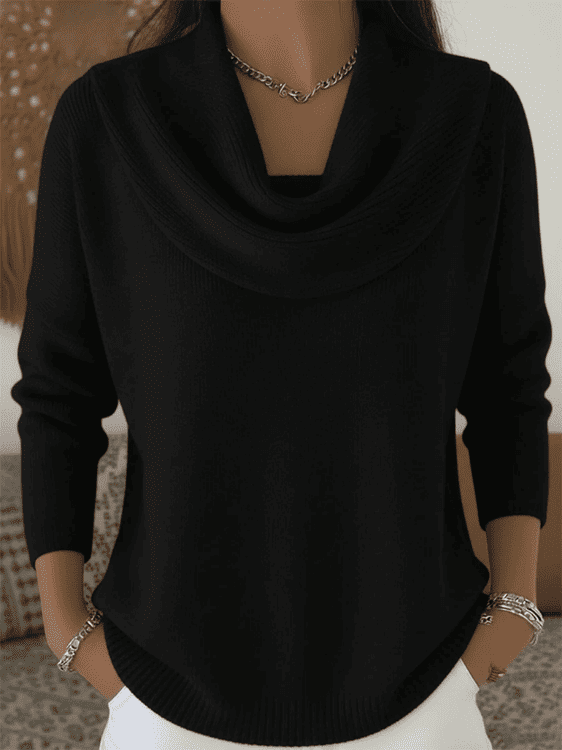 Jersey de Mujer - Cuello Drapeado y Corte Relajado