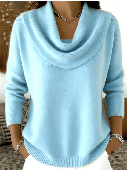 Jersey de Mujer - Cuello Drapeado y Corte Relajado