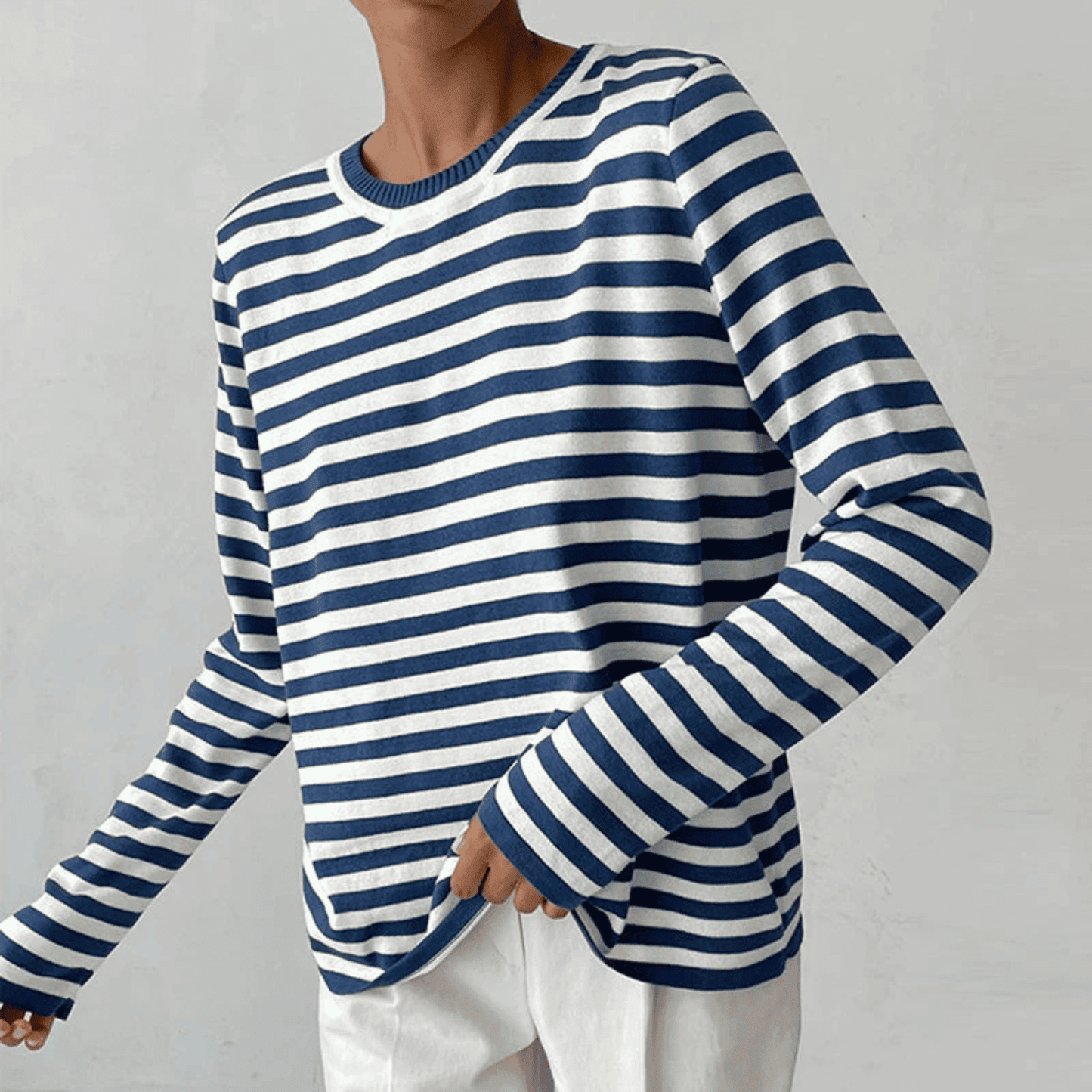 Jersey de Mujer - Cuello Redondo y Diseño de Rayas