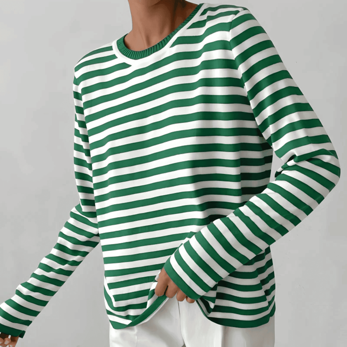 Jersey de Mujer - Cuello Redondo y Diseño de Rayas