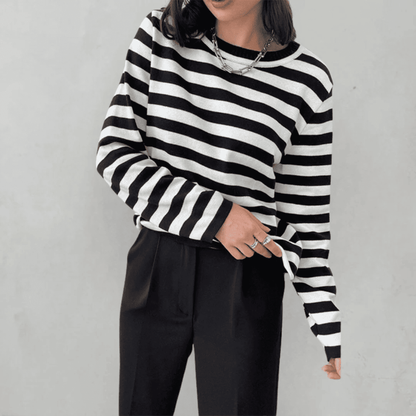 Jersey de Mujer - Cuello Redondo y Diseño de Rayas