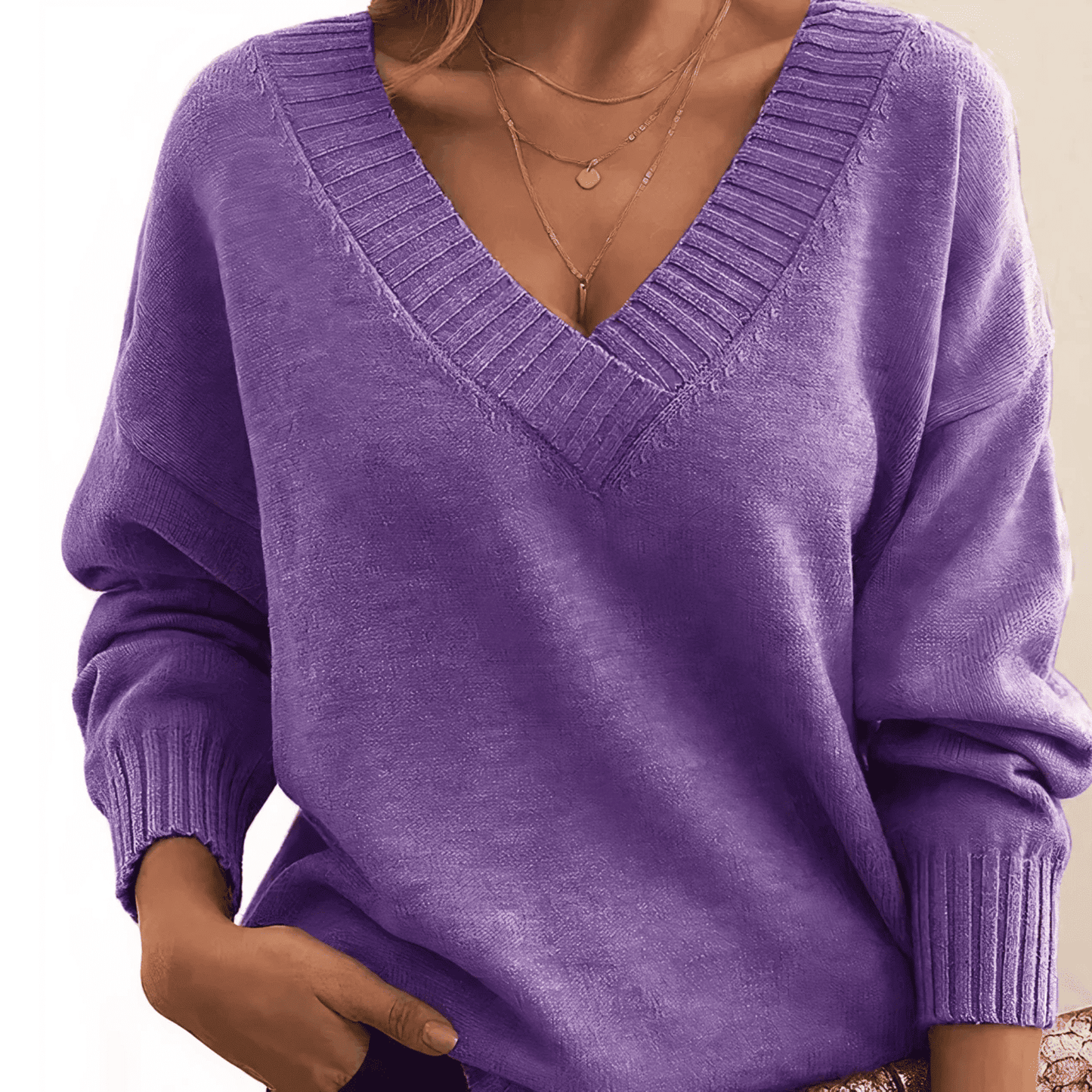 Jersey de Mujer - Cuello en V y Corte Holgado