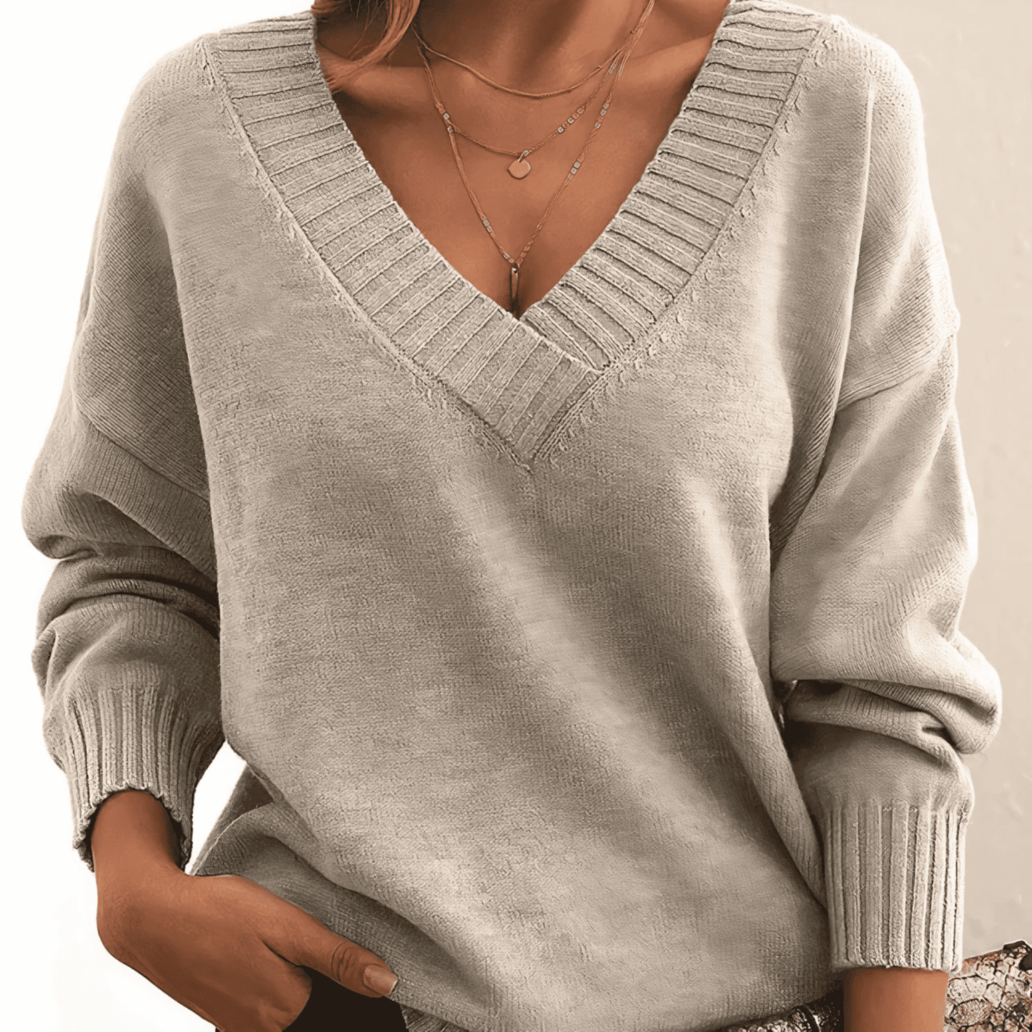 Jersey de Mujer - Cuello en V y Corte Holgado