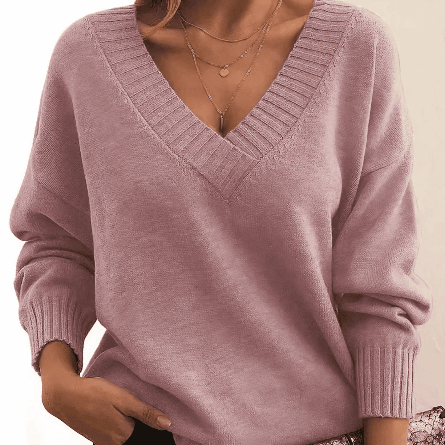 Jersey de Mujer - Cuello en V y Corte Holgado