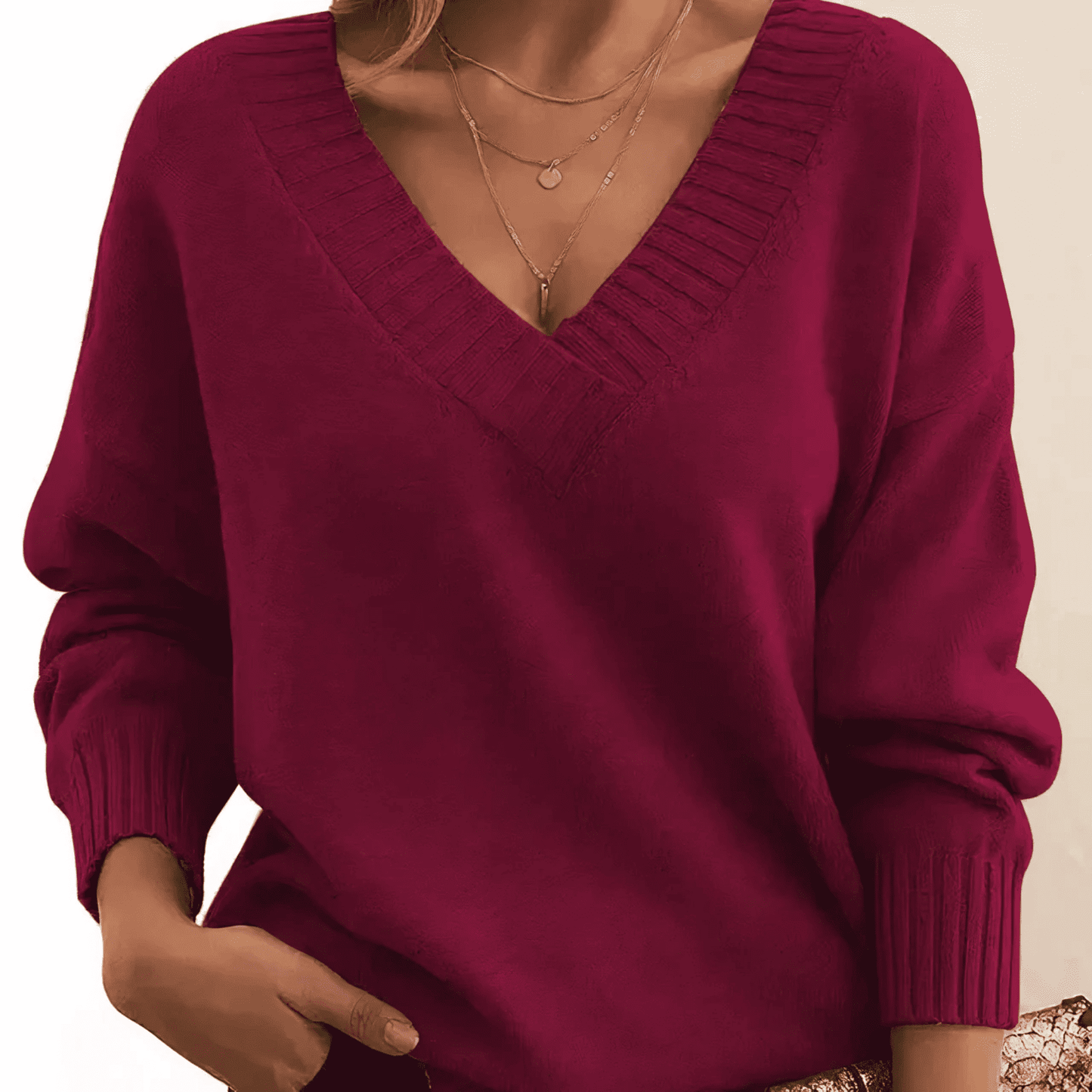 Jersey de Mujer - Cuello en V y Corte Holgado