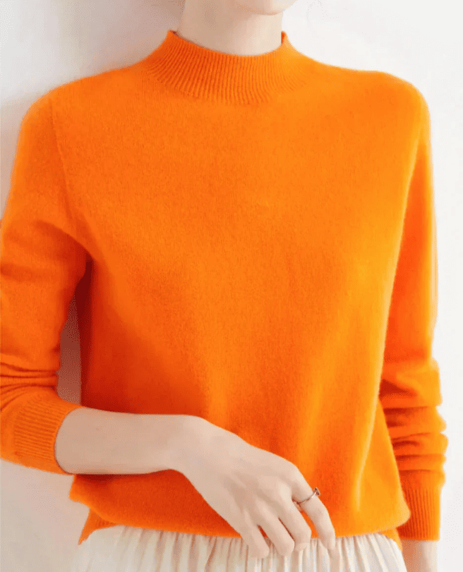 Jersey de Mujer con Cuello Alto - Acabados Acanalados