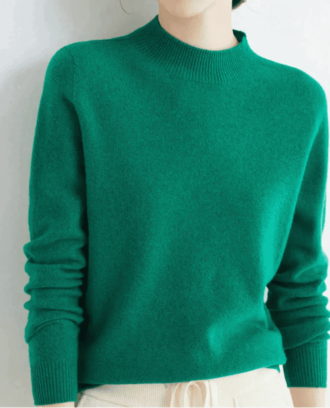 Jersey de Mujer con Cuello Alto - Acabados Acanalados