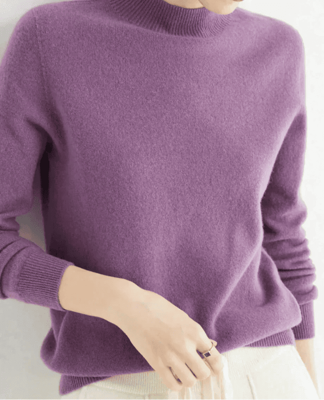 Jersey de Mujer con Cuello Alto - Acabados Acanalados
