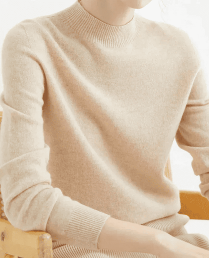 Jersey de Mujer con Cuello Alto - Acabados Acanalados