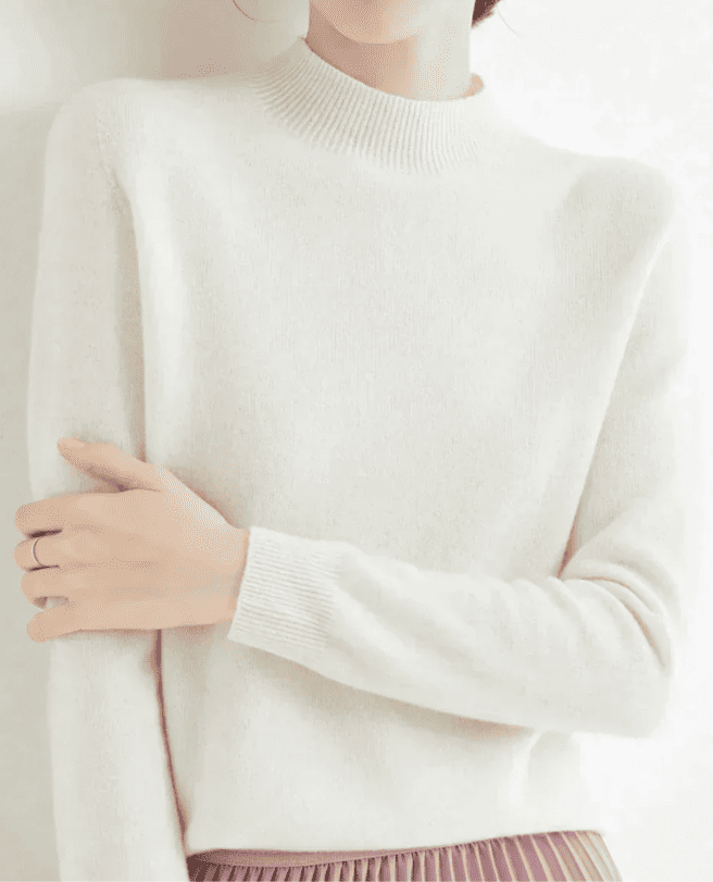 Jersey de Mujer con Cuello Alto - Acabados Acanalados