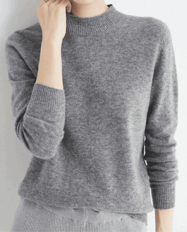 Jersey de Mujer con Cuello Alto - Acabados Acanalados