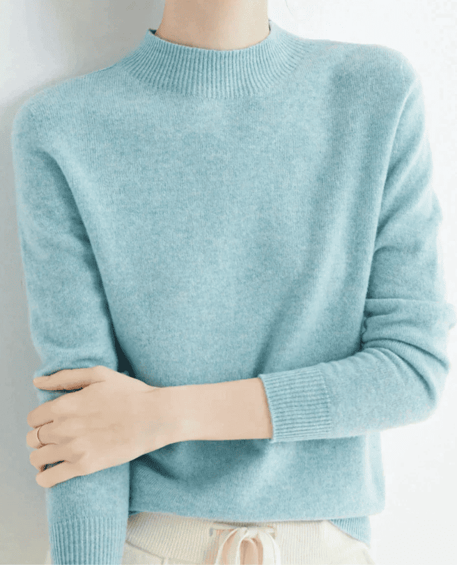 Jersey de Mujer con Cuello Alto - Acabados Acanalados