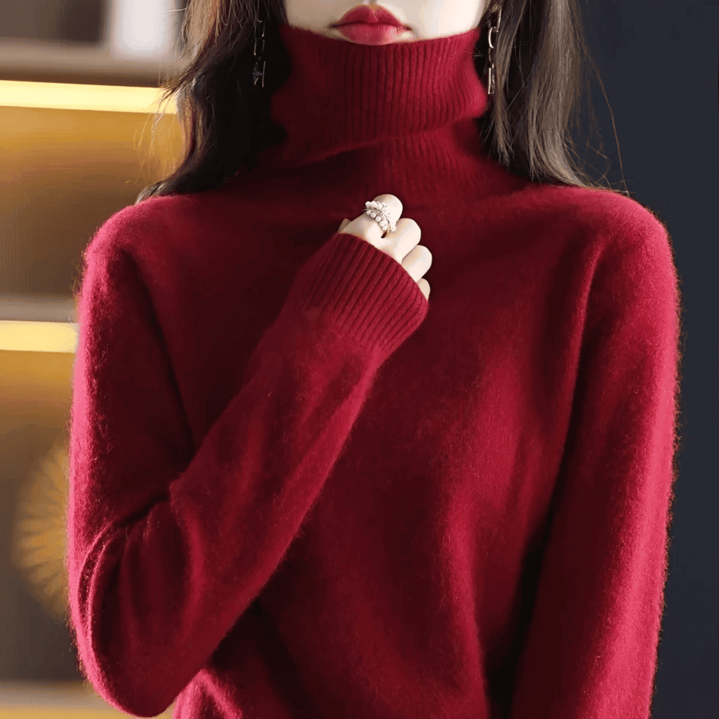 Jersey de Mujer con Cuello Alto - Corte Entallado