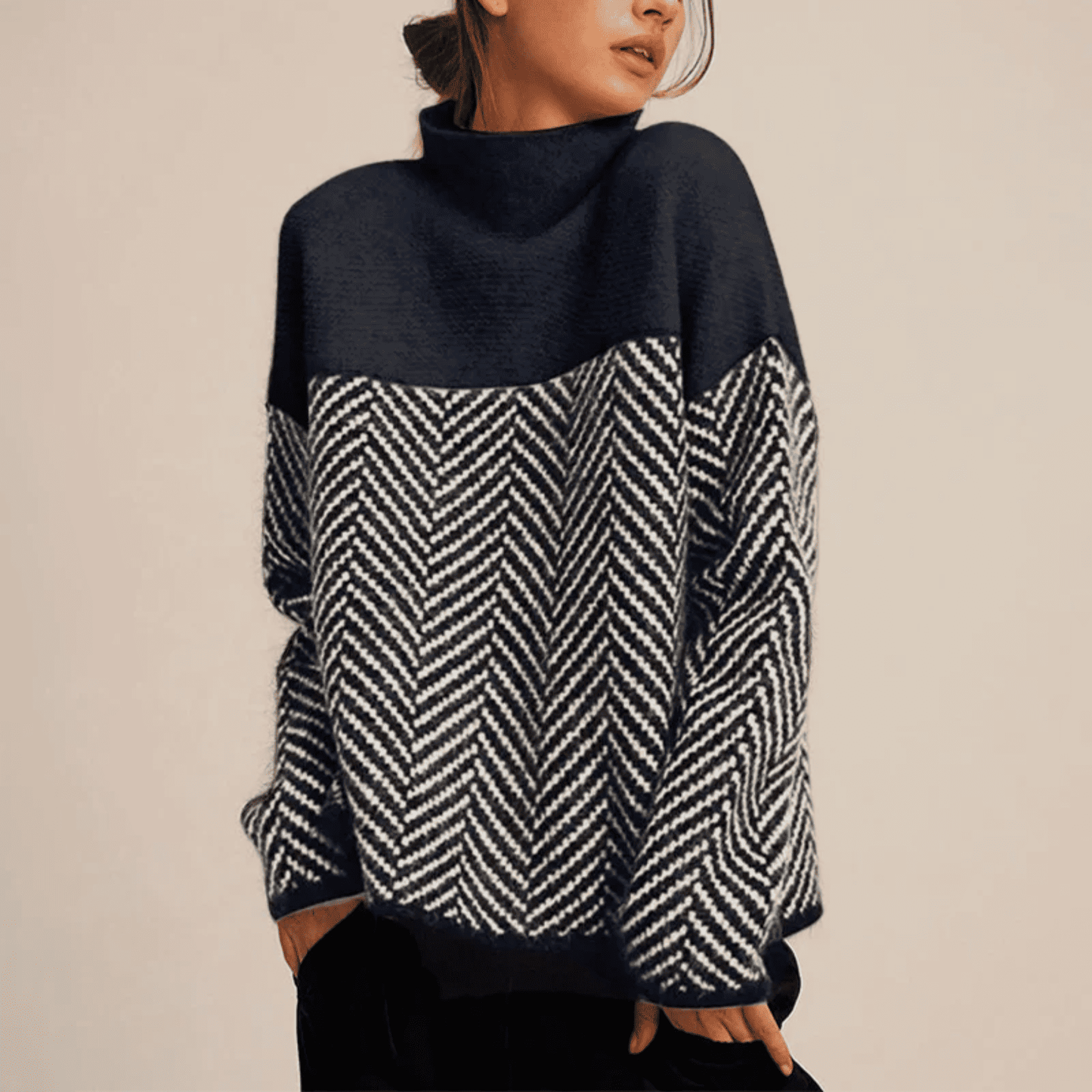 Jersey de Mujer con Cuello Alto - Diseño de Espiga