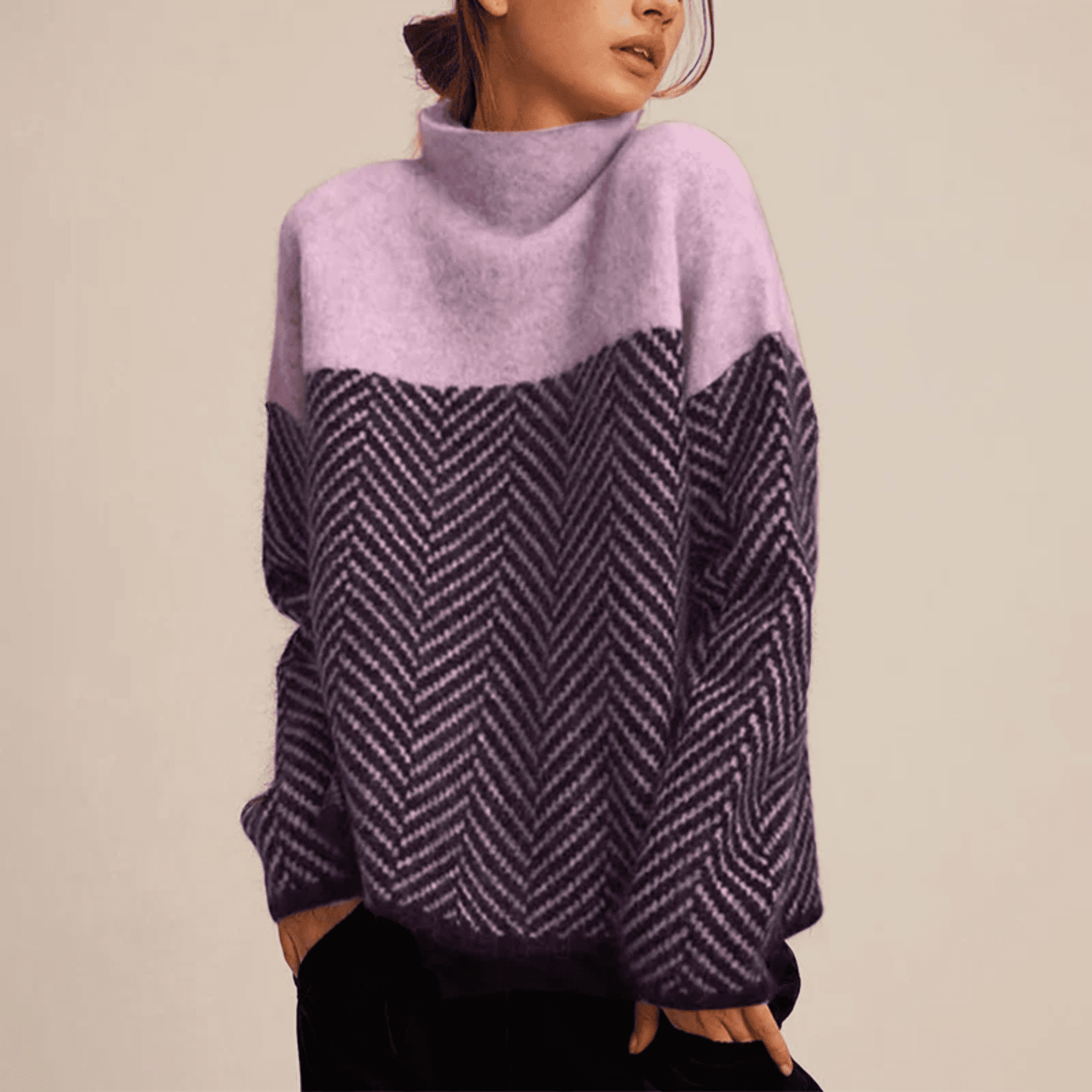 Jersey de Mujer con Cuello Alto - Diseño de Espiga