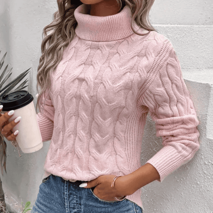 Jersey de Mujer con Cuello Alto - Punto Trenzado