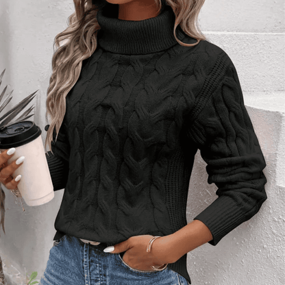 Jersey de Mujer con Cuello Alto - Punto Trenzado