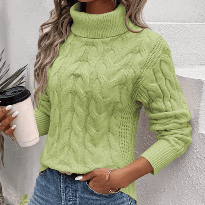 Jersey de Mujer con Cuello Alto - Punto Trenzado