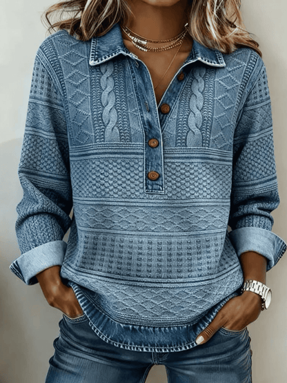 Jersey de Mujer con Cuello Camisero - Textura Trenzada