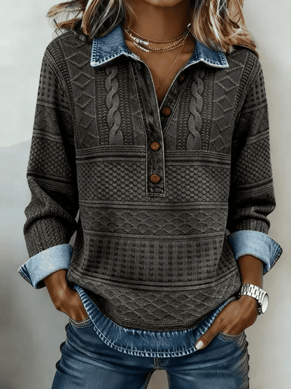 Jersey de Mujer con Cuello Camisero - Textura Trenzada