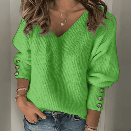 Jersey de Mujer con Escote en V - Puños con Botones