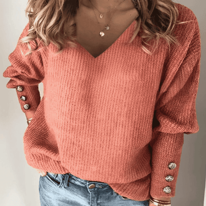 Jersey de Mujer con Escote en V - Puños con Botones