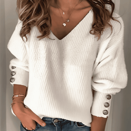 Jersey de Mujer con Escote en V - Puños con Botones