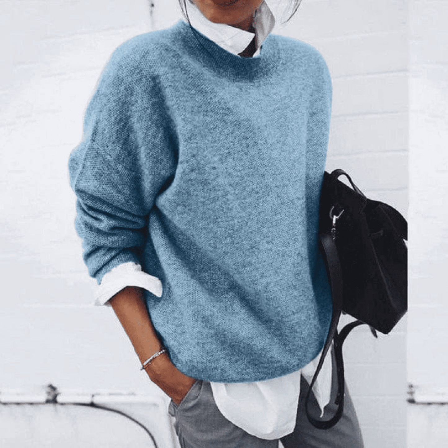 Jersey de Mujer con Hombros Caídos - Cuello Redondo