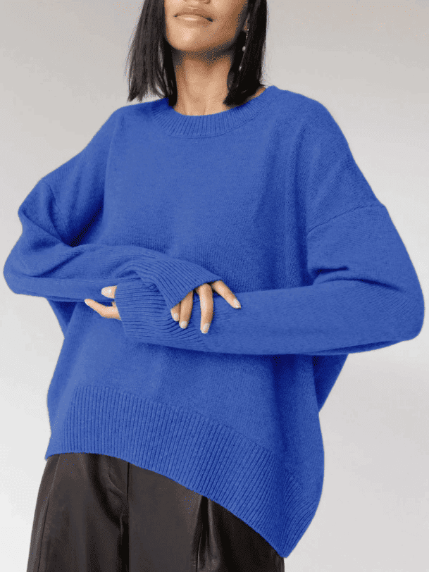 Jersey de Mujer de Corte Amplio - Cuello Barco y Diseño Drapeado