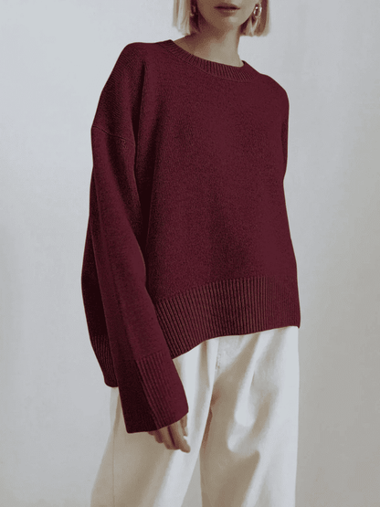 Jersey de Mujer de Corte Amplio - Cuello Barco y Diseño Drapeado