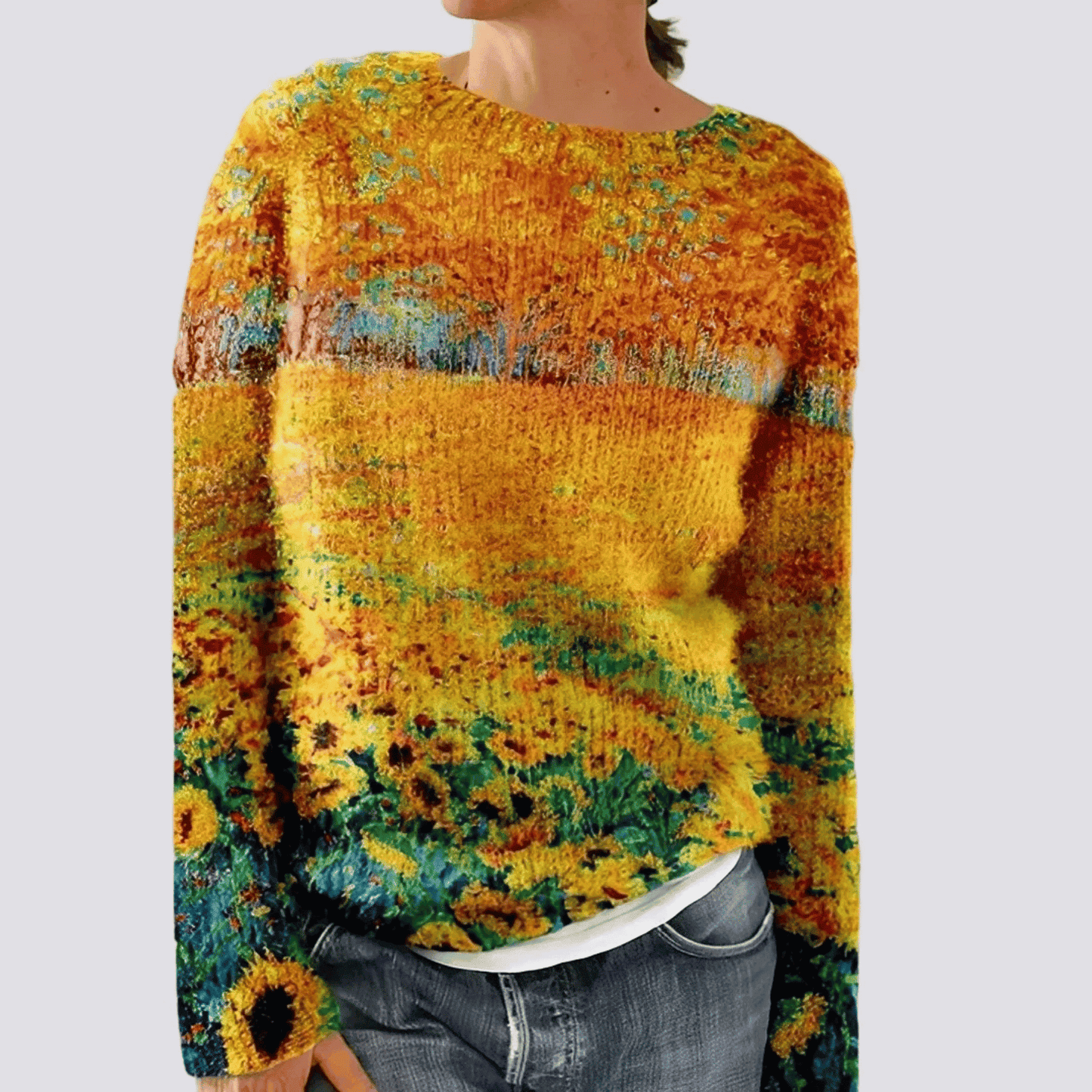 Jersey de Mujer de Corte Holgado - Cuello Redondo y Manga Larga