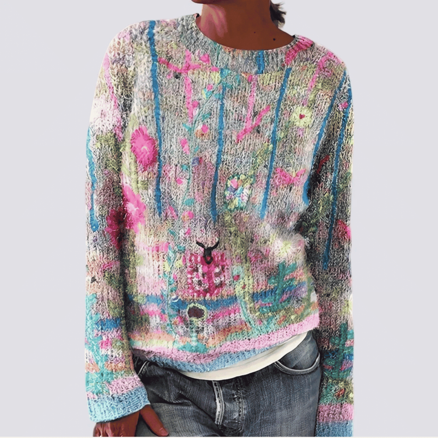 Jersey de Mujer de Corte Holgado - Cuello Redondo y Manga Larga