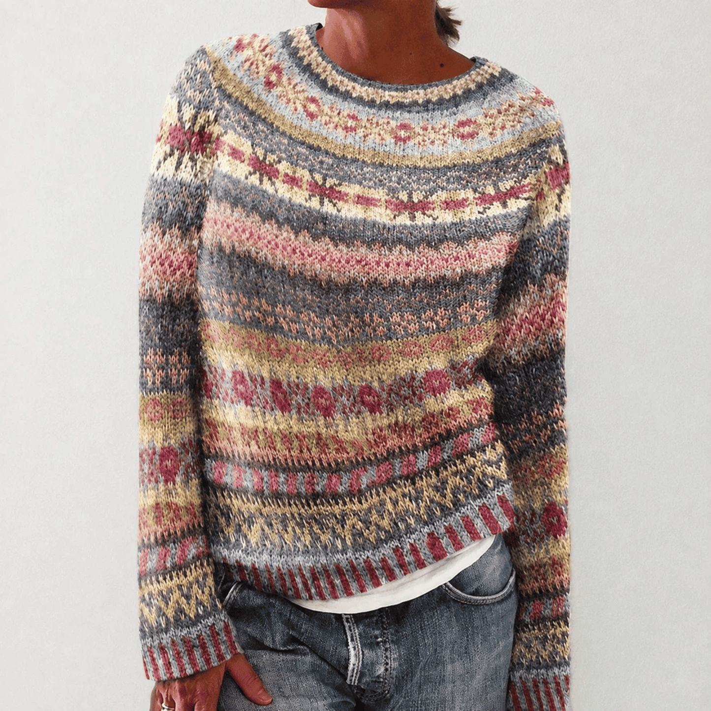 Jersey de Mujer de Punto - Cuello Redondo y Corte Relajado