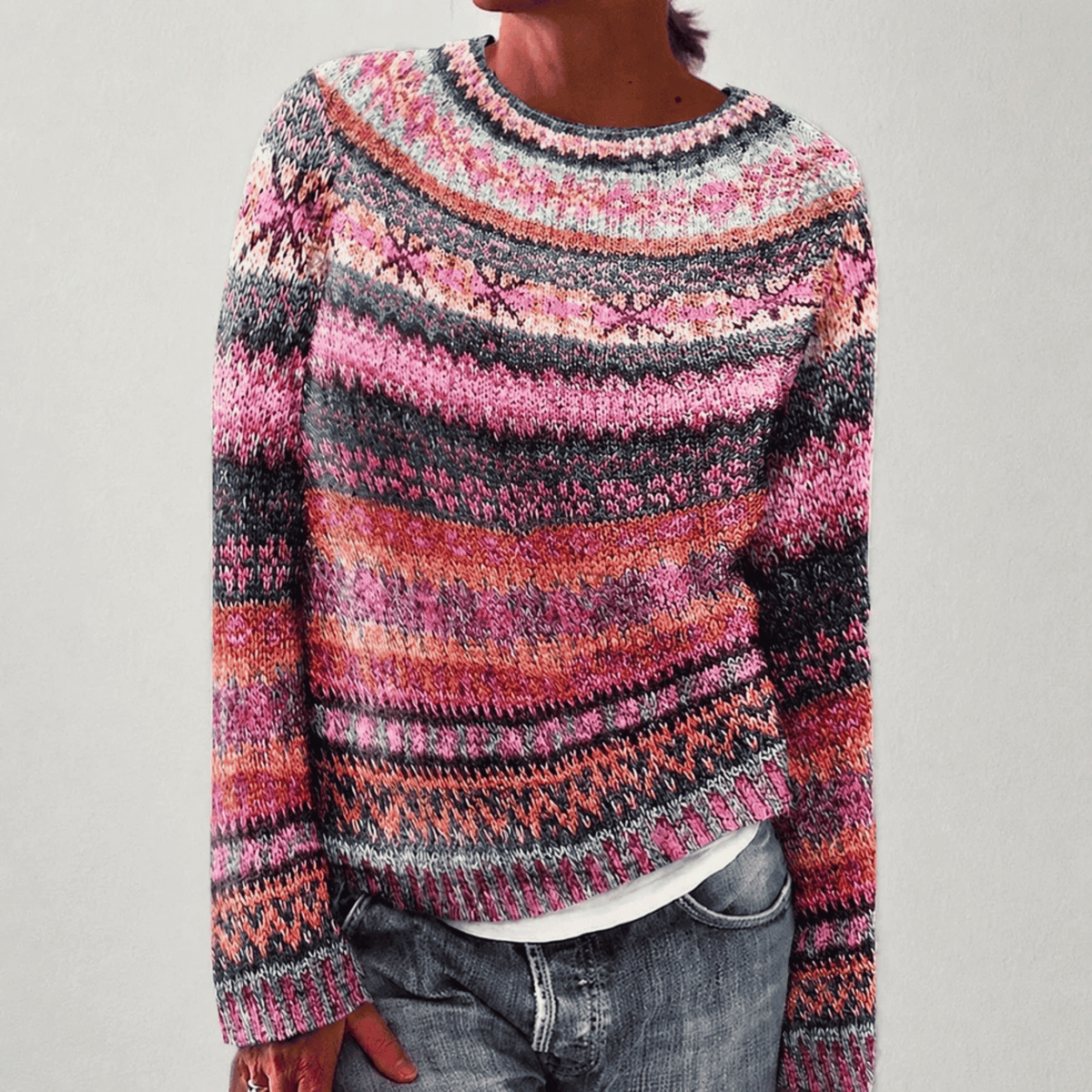 Jersey de Mujer de Punto - Cuello Redondo y Corte Relajado