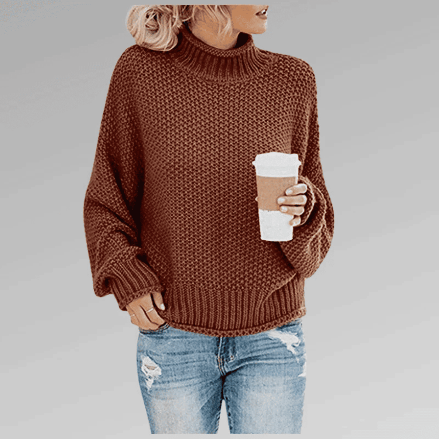 Jersey de Mujer de Punto Grueso - Cuello Vuelto
