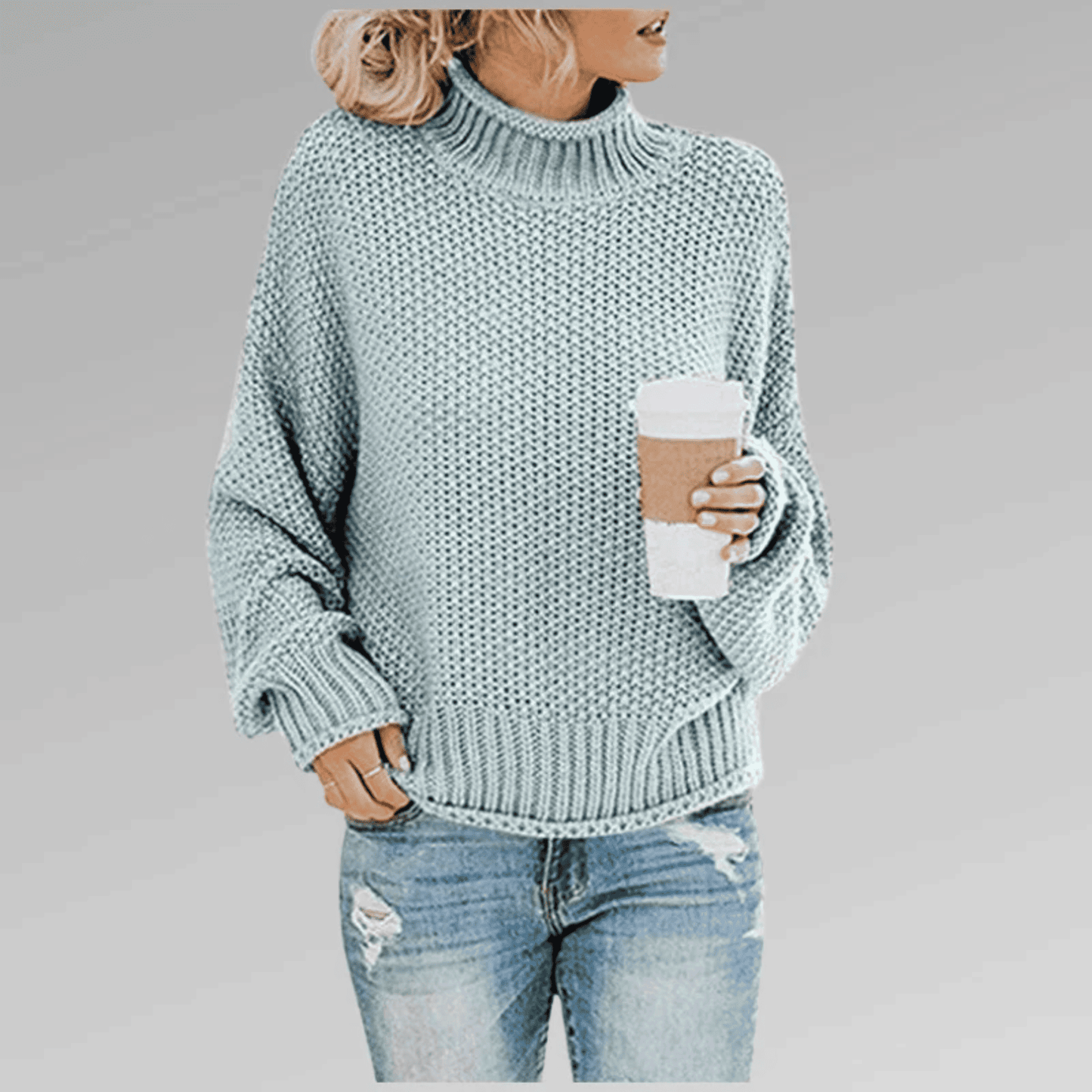 Jersey de Mujer de Punto Grueso - Cuello Vuelto