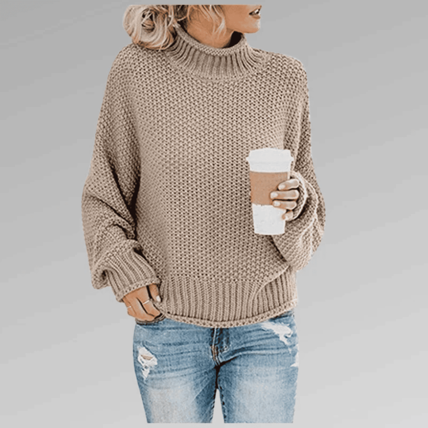 Jersey de Mujer de Punto Grueso - Cuello Vuelto