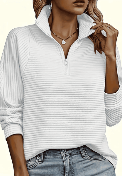 Sudadera de Mujer - Cuello Alto con Cremallera y Textura Acanalada