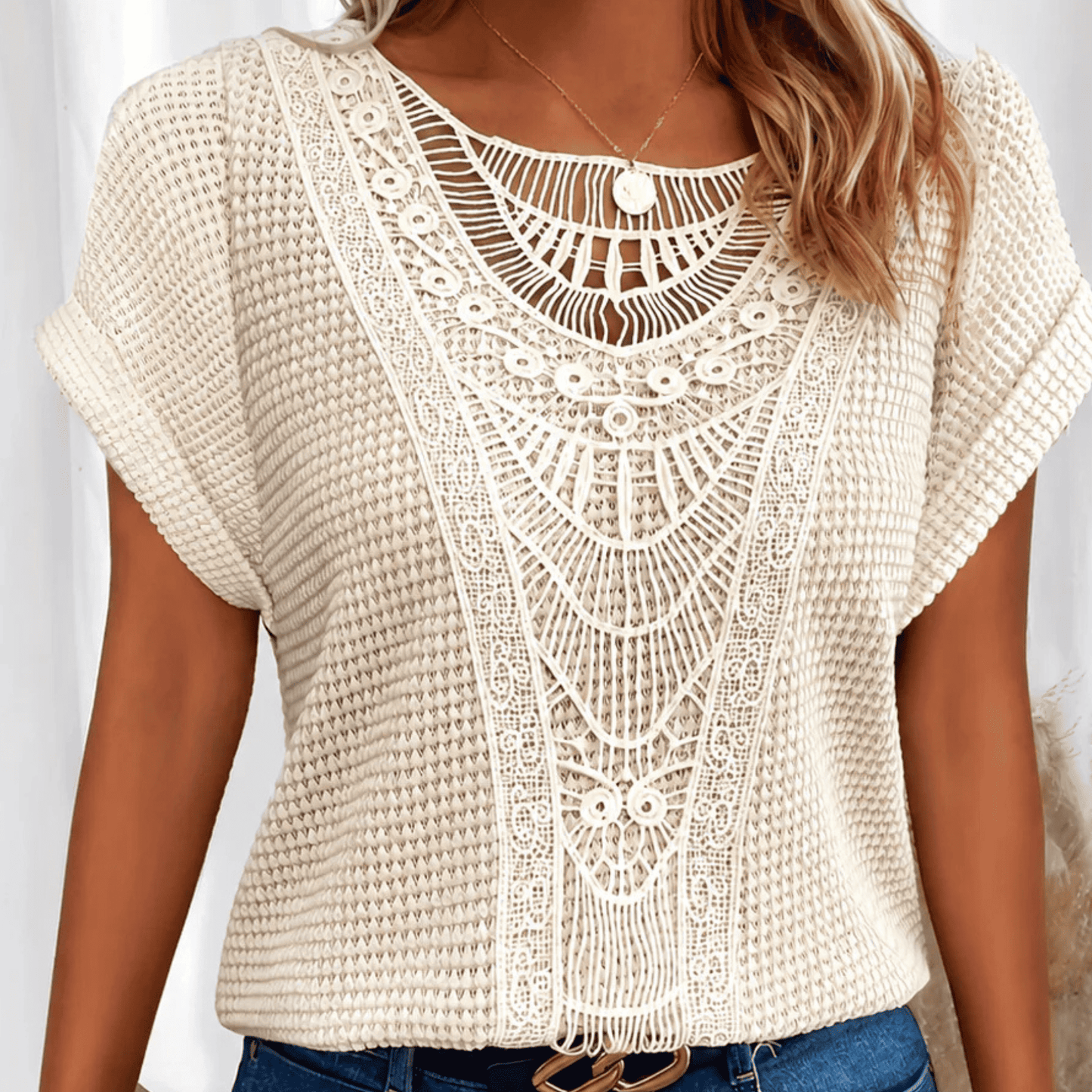 Top de Mujer de Encaje | Cuello Redondo
