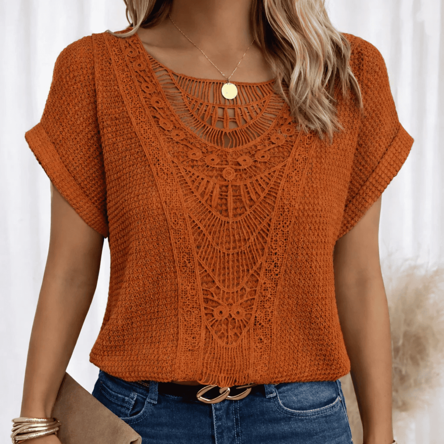 Top de Mujer de Encaje | Cuello Redondo