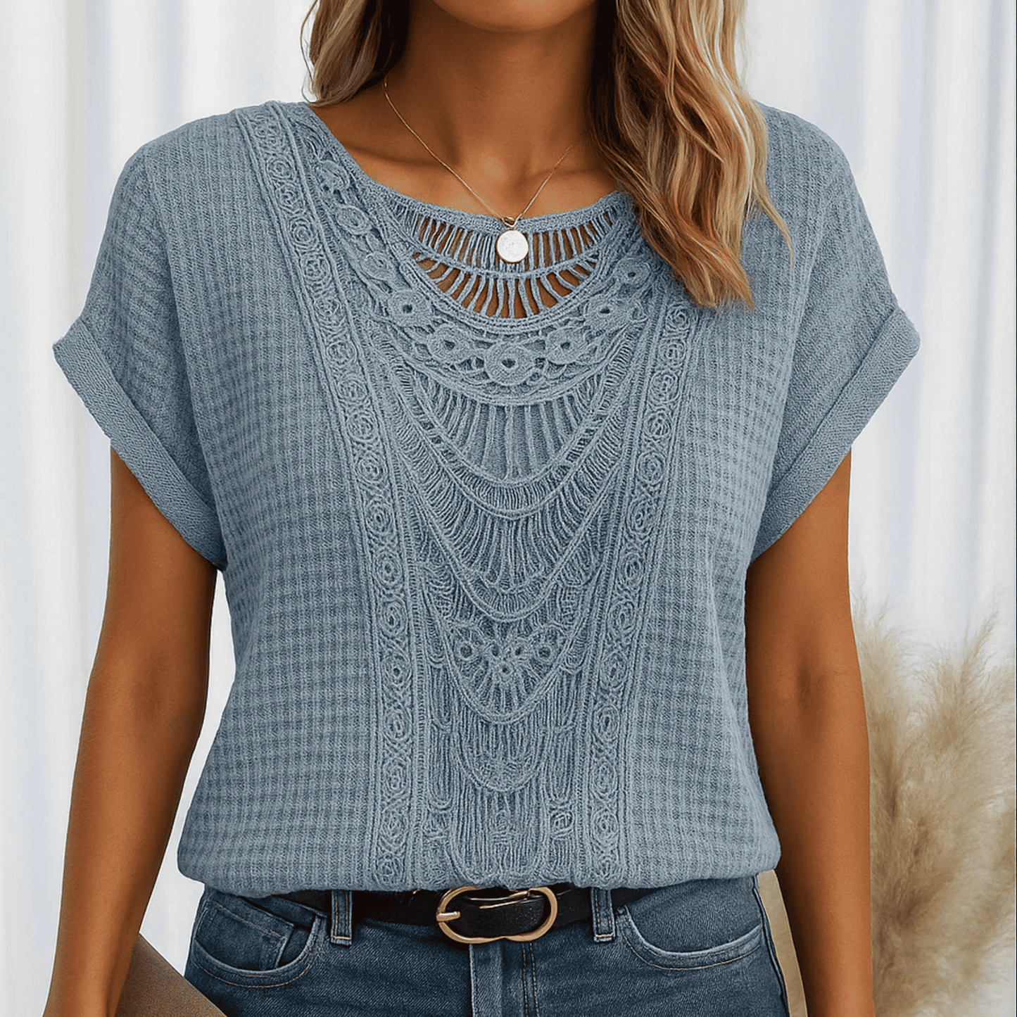 Top de Mujer de Encaje | Cuello Redondo