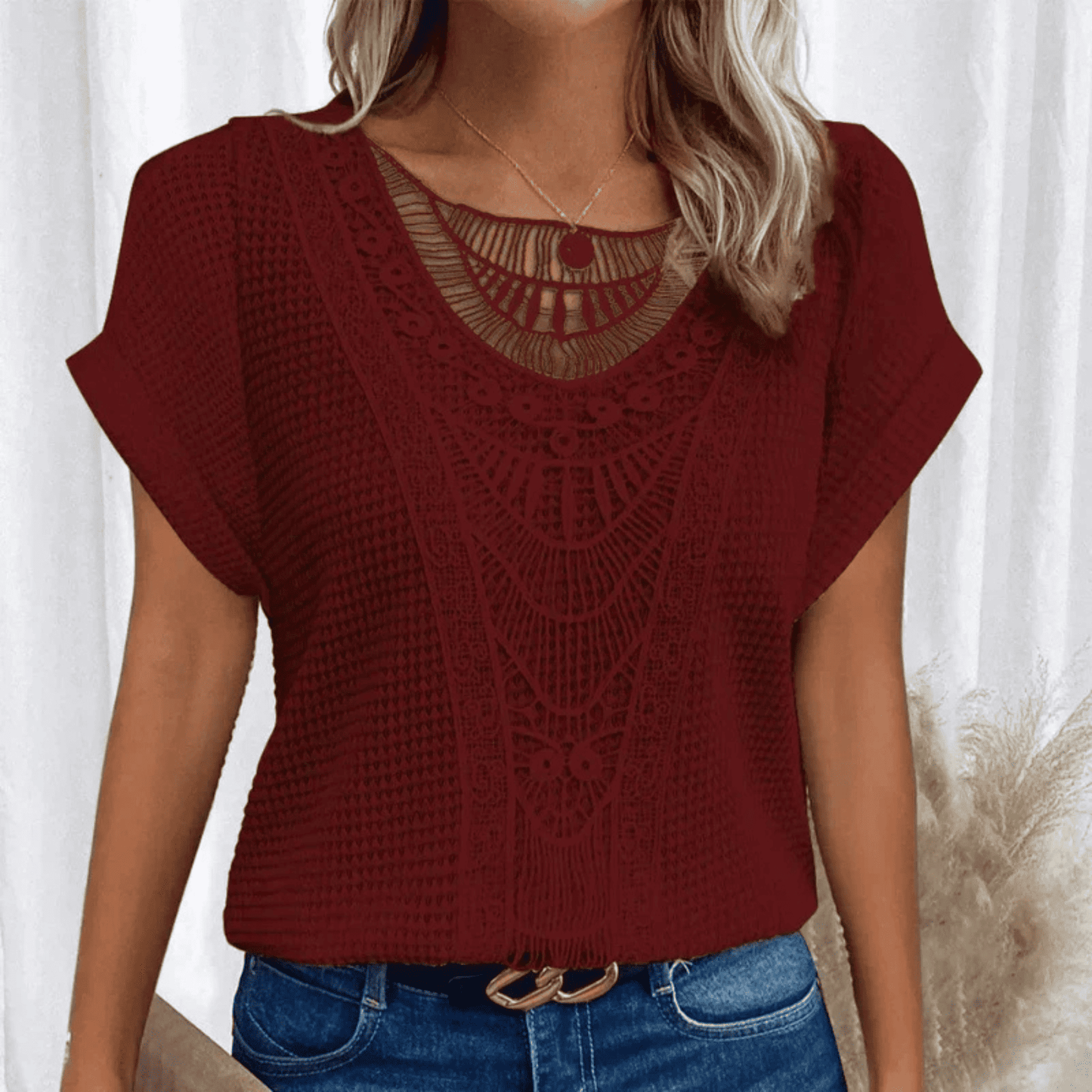 Top de Mujer de Encaje | Cuello Redondo
