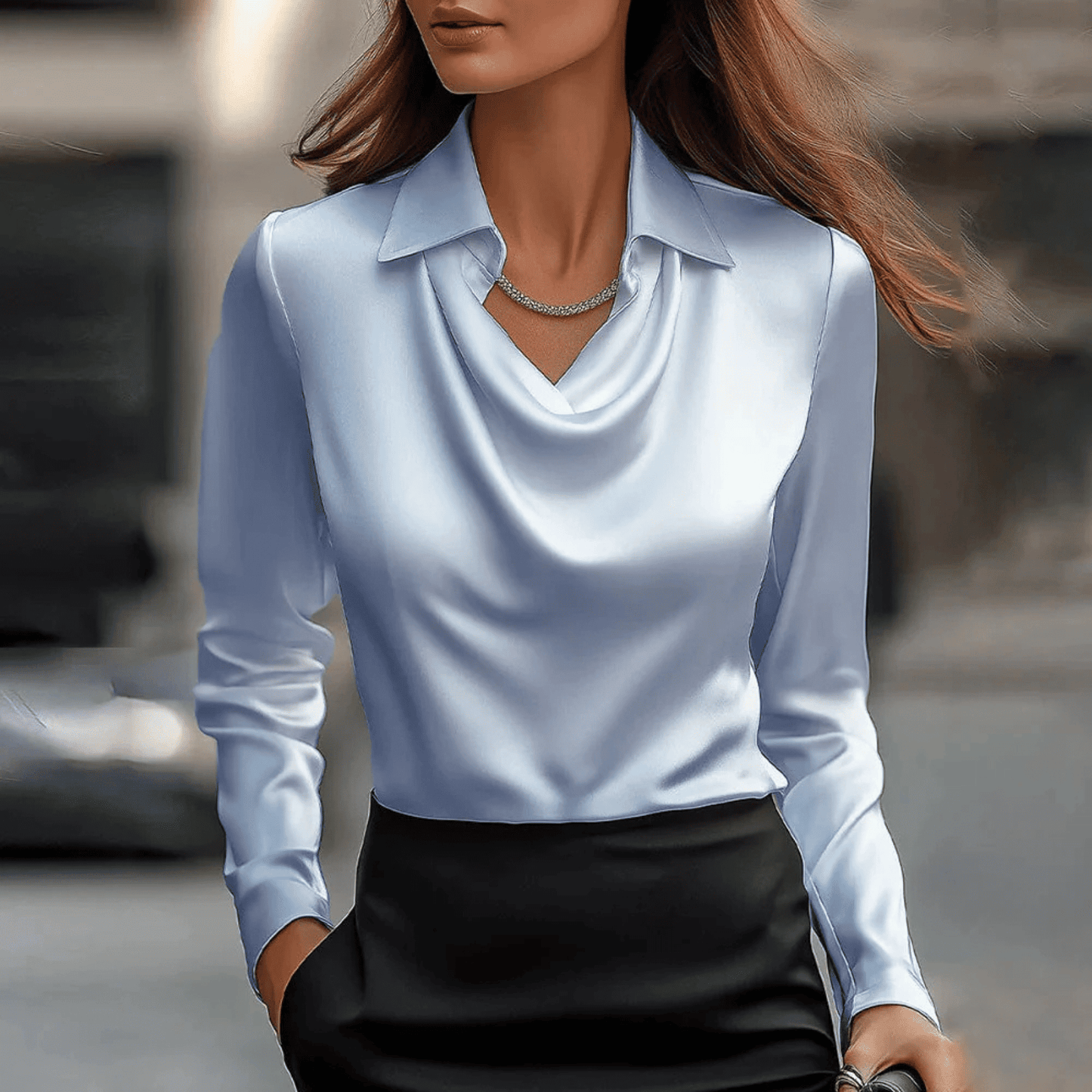 Blusa Satinada de Mujer | Cuello en V