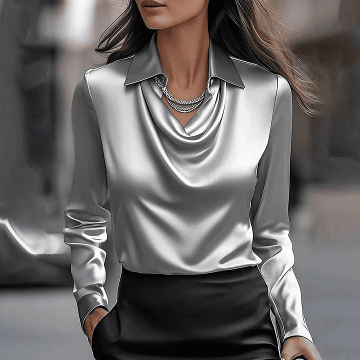 Blusa Satinada de Mujer | Cuello en V