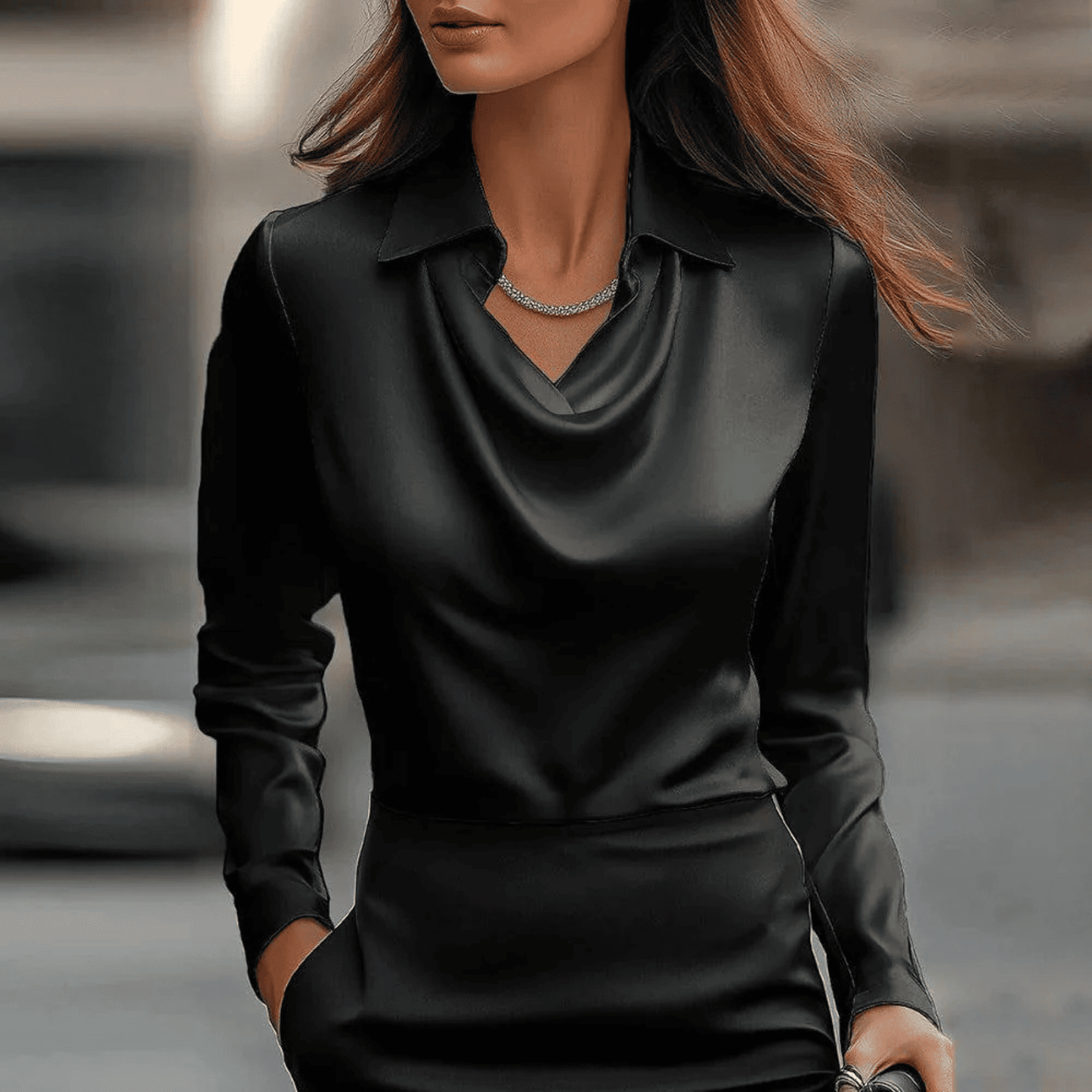 Blusa Satinada de Mujer | Cuello en V